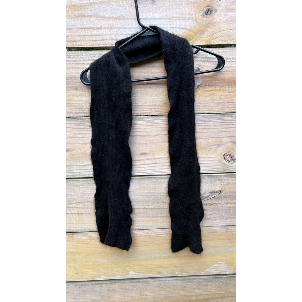 100% Cashmere Knit Scarf Solid Black Soft Winter Neck Warmer Wrap Unisex